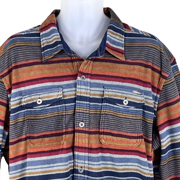Eddie Bauer Mens XL Striped Long Sleeve Button Up Soft Flannel Shacket Western - Picture 5 of 16